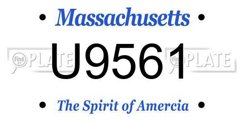 U9561 Massachusetts License Plate