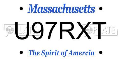 U97RXT Massachusetts License Plate