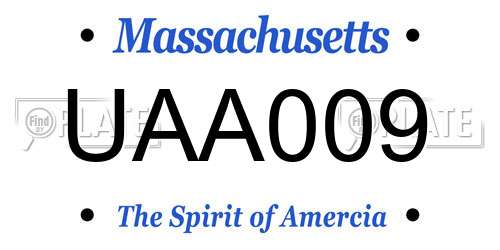 UAA009 Massachusetts License Plate