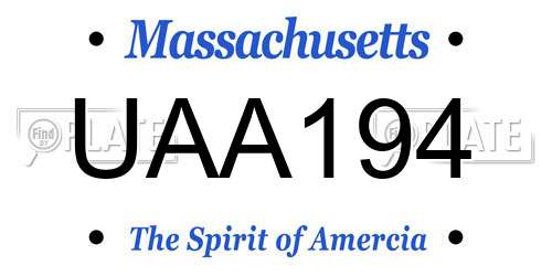 UAA194 Massachusetts License Plate