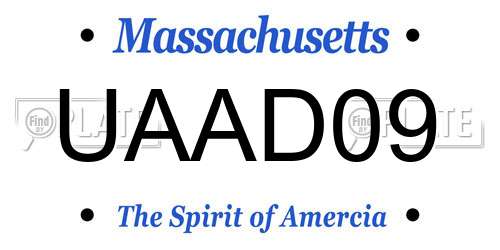 UAAD09 Massachusetts License Plate