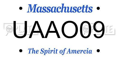 UAAO09 Massachusetts License Plate