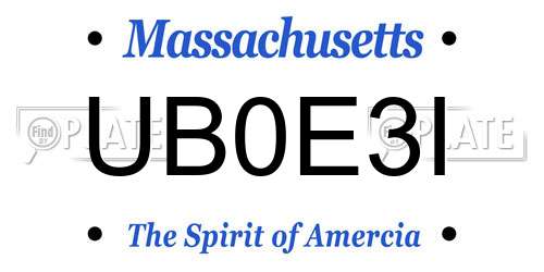 UB0E3I Massachusetts License Plate