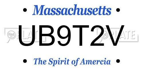UB9T2V Massachusetts License Plate