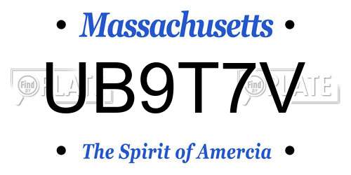 UB9T7V Massachusetts License Plate