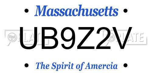UB9Z2V Massachusetts License Plate