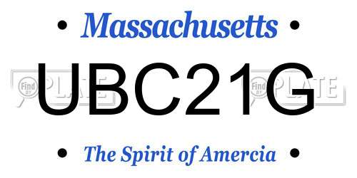 UBC21G Massachusetts License Plate
