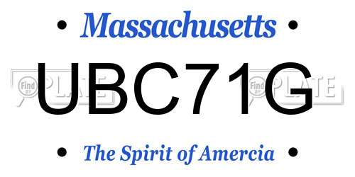 UBC71G Massachusetts License Plate