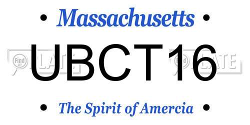 UBCT16 Massachusetts License Plate