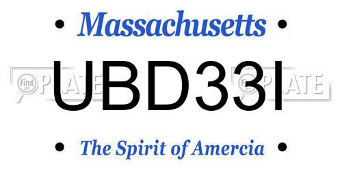 UBD33I Massachusetts License Plate
