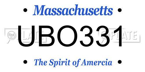 UBO331 Massachusetts License Plate