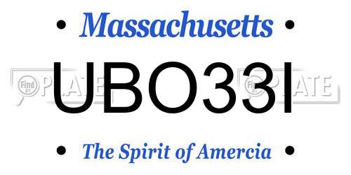 UBO33I Massachusetts License Plate