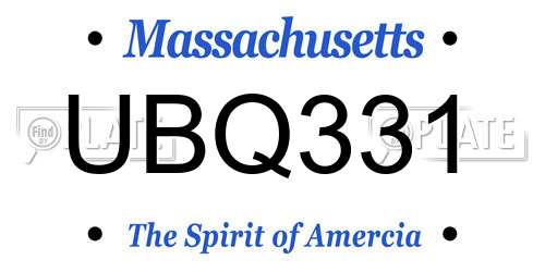 UBQ331 Massachusetts License Plate
