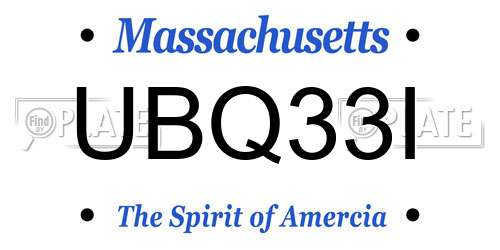 UBQ33I Massachusetts License Plate