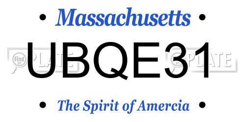 UBQE31 Massachusetts License Plate