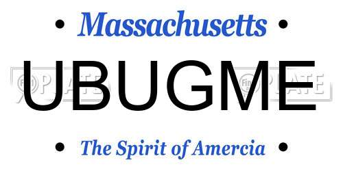 UBUGME Massachusetts License Plate
