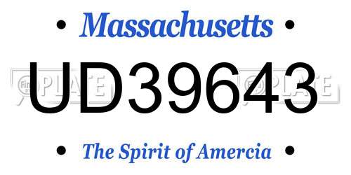 UD39643 Massachusetts License Plate