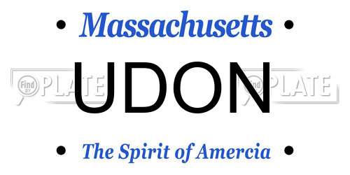 UDON Massachusetts License Plate