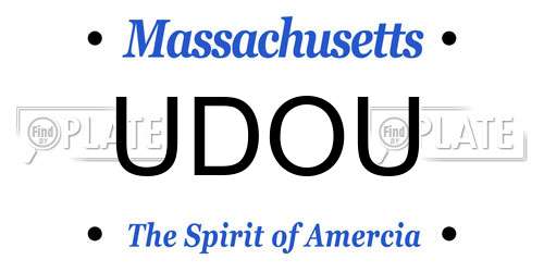 UDOU Massachusetts License Plate