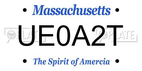 UE0A2T Massachusetts License Plate