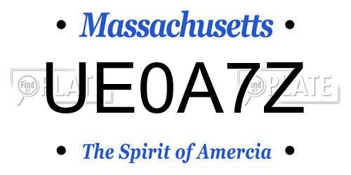 UE0A7Z Massachusetts License Plate