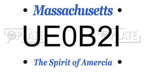 UE0B2I Massachusetts License Plate