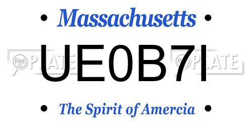 UE0B7I Massachusetts License Plate