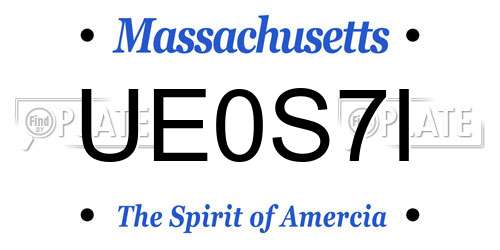 UE0S7I Massachusetts License Plate