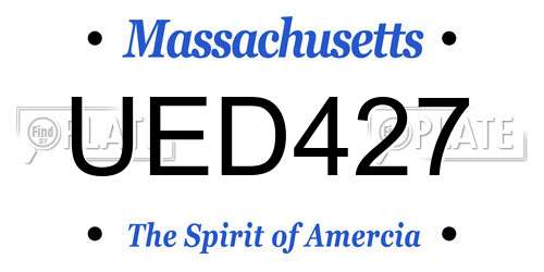 UED427 Massachusetts License Plate