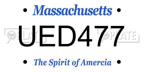 UED477 Massachusetts License Plate