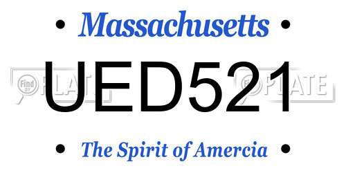 UED521 Massachusetts License Plate