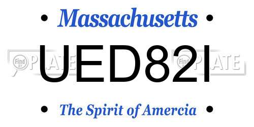 UED82I Massachusetts License Plate