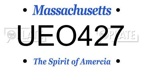 UEO427 Massachusetts License Plate