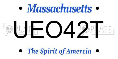 UEO42T Massachusetts License Plate