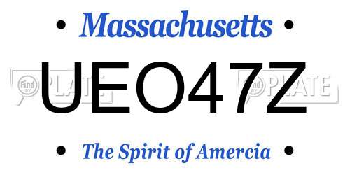 UEO47Z Massachusetts License Plate