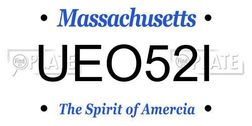 UEO52I Massachusetts License Plate