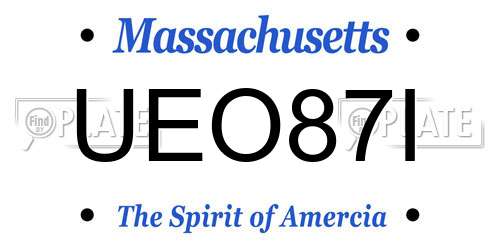 UEO87I Massachusetts License Plate
