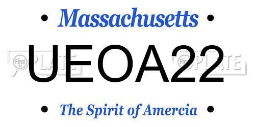 UEOA22 Massachusetts License Plate