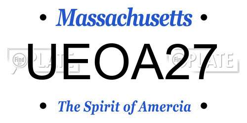 UEOA27 Massachusetts License Plate