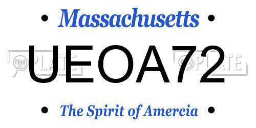 UEOA72 Massachusetts License Plate