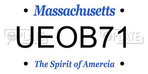 UEOB71 Massachusetts License Plate