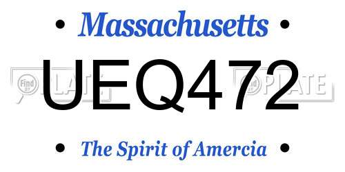 UEQ472 Massachusetts License Plate