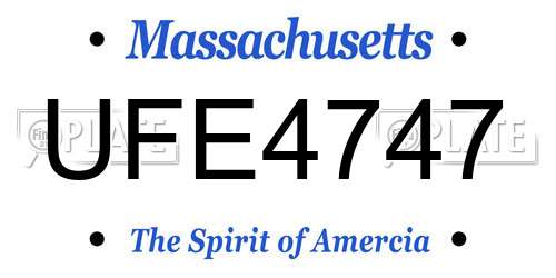 UFE4747 Massachusetts License Plate
