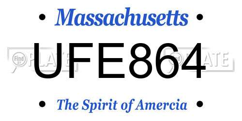 UFE864 Massachusetts License Plate