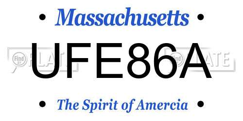 UFE86A Massachusetts License Plate