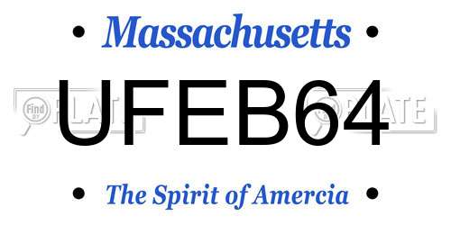 UFEB64 Massachusetts License Plate