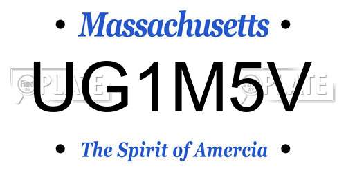 UG1M5V Massachusetts License Plate