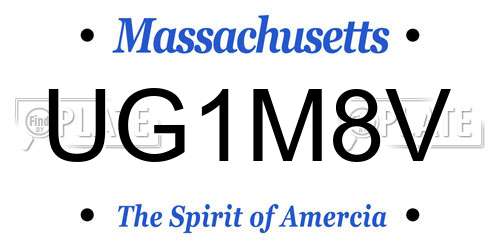 UG1M8V Massachusetts License Plate