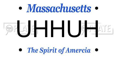 UHHUH Massachusetts License Plate