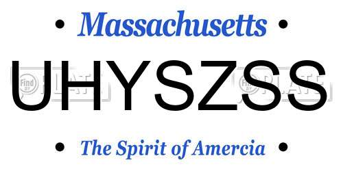 UHYSZSS Massachusetts License Plate